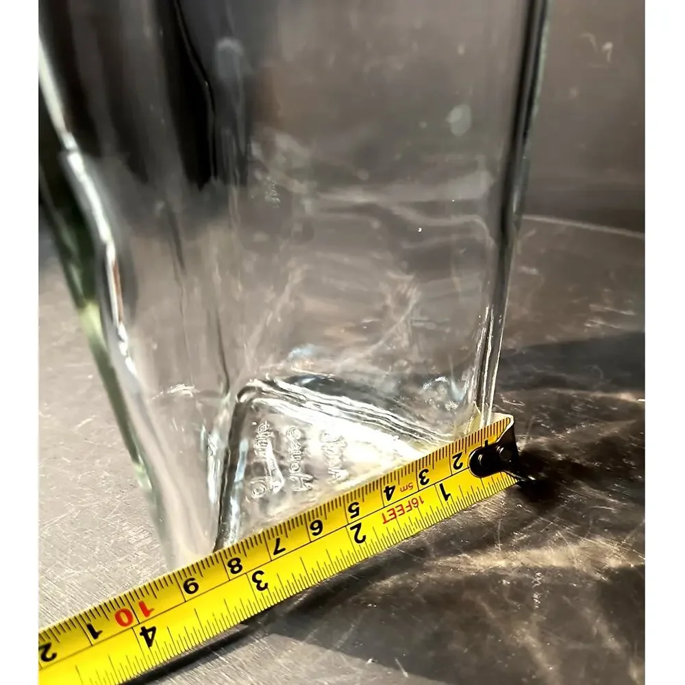 2043.  Unique Vintage 1980s Triangular Glass Storage Canister Apothecary Jar